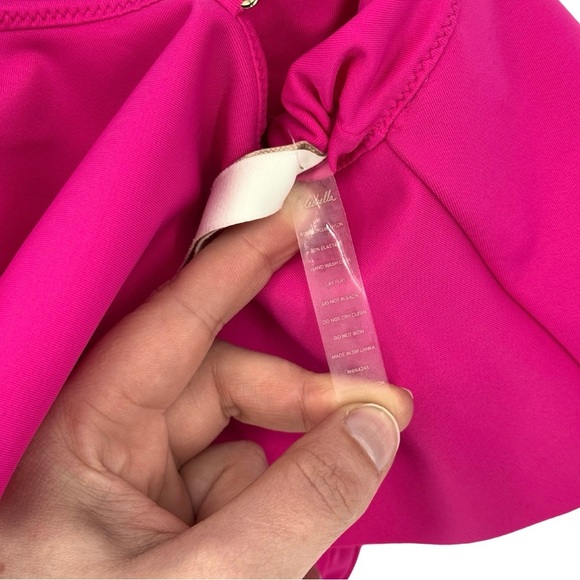 Cleobella NWT Women's XS Amelia Smocked Ruffle One-Piece Swimsuit Magenta Pink - Picture 8 of 12